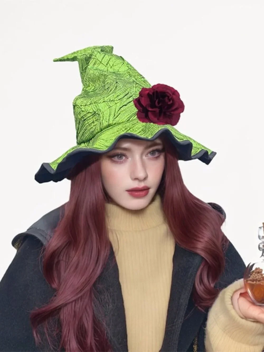 Wicked Witch Hat & Accessories Rose and Necklace
